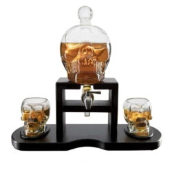 Skull Skeleton Wine & Whiskey Decanter Set 750 ML With 2 Skull 3oz Skeletons Shot Glasses + Mahogany Wooden Base & Pouring Spigot Decor Glass, Goth Spooky Drinking Glassware The Wine Savant -Refined Spirits Store Untitled 2 d4ae7043 3354 4be8 a057 9cde89edf5d4