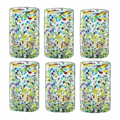 Hand Blown Mexican Drinking Glasses – Set Of 6 Confetti Rock Design Glasses By The Wine Savant (Confetti)