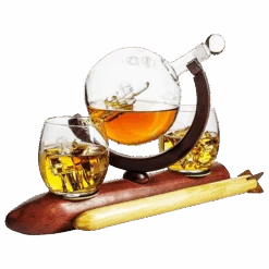 Rocket Whiskey Decanter Set, Solar System With Planets Globe Decanter