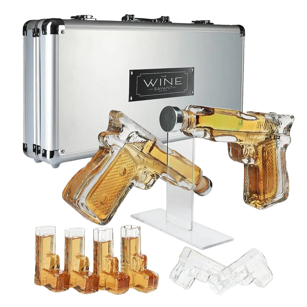 (EU Only) Pistol Whiskey Gun Decanter & Shot Glasses Set 1 (EU Only) Pistol Whiskey Gun Decanter & Shot Glasses Set