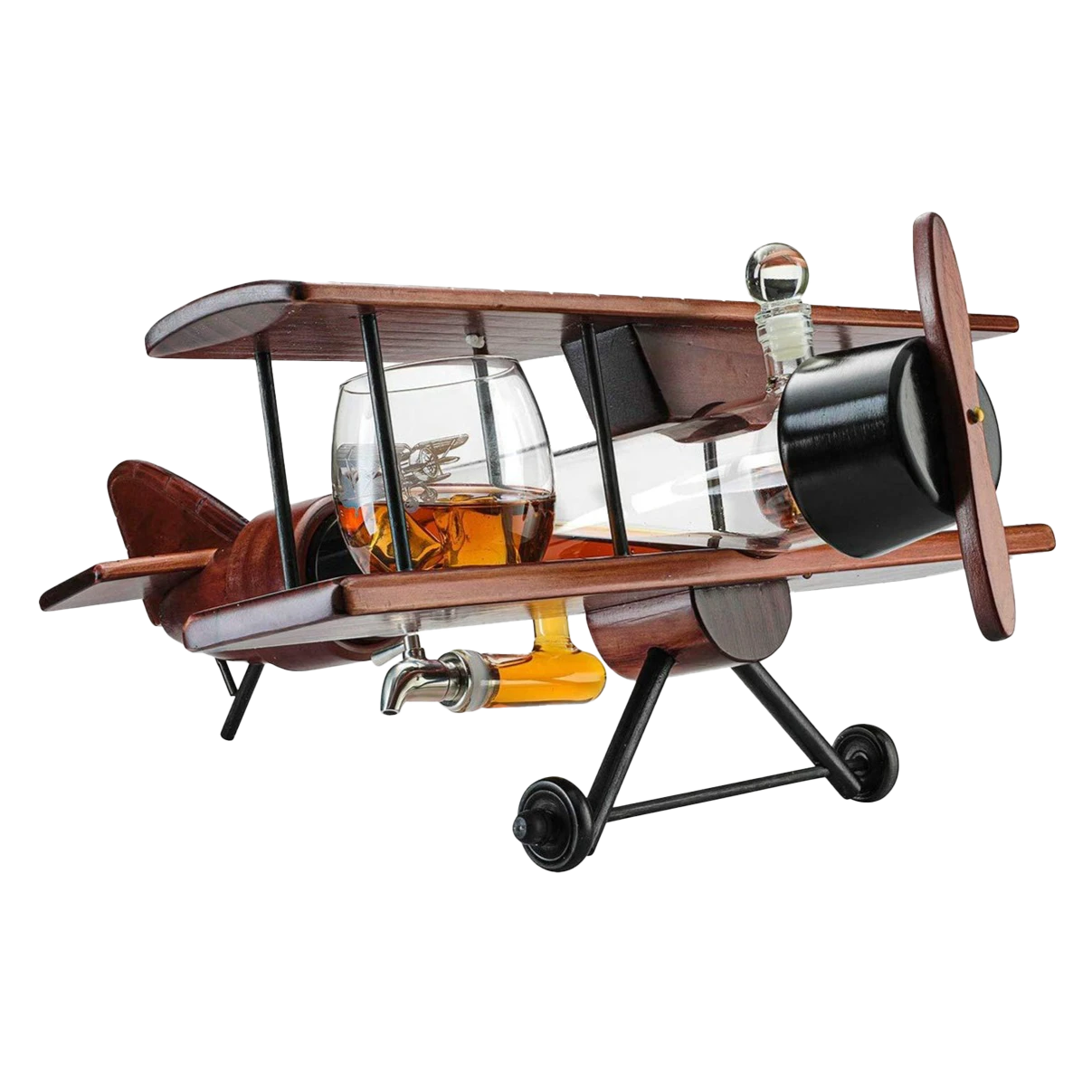 Whiskey & Wine Decanter Airplane Set And Glasses Antique Wood Airplane - The Wine Savant Whiskey Gift Set And 2 Airplane Glasses, Pilot Gift Moving Parts- Alcohol Related Gift, BAR DECOR Large 21" 1 Whiskey & Wine Decanter Airplane Set And Glasses Antique Wood Airplane - The Wine Savant Whiskey Gift Set And 2 Airplane Glasses, Pilot Gift Moving Parts- Alcohol Related Gift, BAR DECOR Large 21"