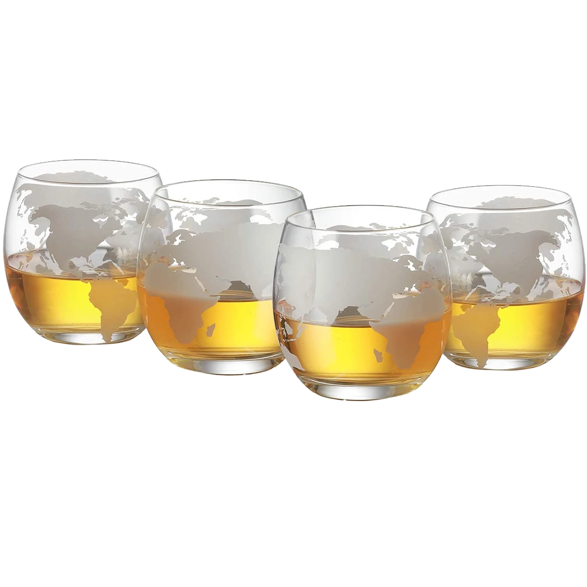 (CANADA ONLY) Etched World Decanter Car Whiskey Globe With 4 World Map Glasses 2 (CANADA ONLY) Etched World Decanter Car Whiskey Globe With 4 World Map Glasses - Image 2
