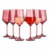 Set Of 6 Colored Wine Glasses - 12 Oz Hand Blown Italian Style Crystal Bordeaux Wine Glasses - Premium Stemmed Colored Glassware - Unique Drinking Glasses (6, Rose)