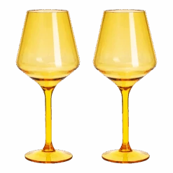 Floating Wine Glasses For Pool - Set Of 2-15 OZ Shatterproof Poolside Wine Glasses, Tritan Plastic Reusable Stemware, Beach Outdoor Cocktail, Wine, Champagne, Water Glassware Spring Summer (Yellow)