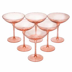 The Wine Savant Colored Vintage Glass Coupes 12oz Colorful Cocktail, Martini & Champagne Glasses, Prosecco, Mimosa Glasses Set, Cocktail Glass Set, Bar Glassware Luster Glasses (6, Orange)