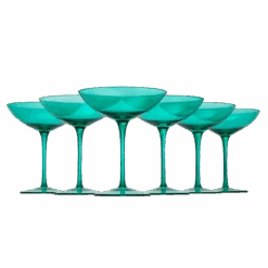 The Wine Savant Colored Vintage Glass Coupes 12oz Colorful Cocktail, Martini & Champagne Glasses, Prosecco, Mimosa Glasses Set, Cocktail Glass Set, Bar Glassware Luster Glasses, Modern (6, Teal)
