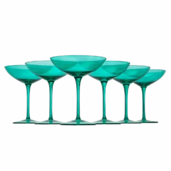 The Wine Savant Colored Vintage Glass Coupes 12oz Colorful Cocktail, Martini & Champagne Glasses, Prosecco, Mimosa Glasses Set, Cocktail Glass Set, Bar Glassware Luster Glasses, Modern (6, Teal)