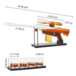 Gifts For Men Dad, Whiskey Decanter Set - Sniper Scope Glass Gun AR Limited Edition, Silencer Stopper - 22oz & 4, 5oz Bullet Glasses - Birthday Gift - Drinking Party, Liquor, Vodka -Refined Spirits Store WhiskeyDecanterwithfourglasses3 1