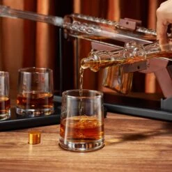 Gifts For Men Dad, Whiskey Decanter Set - Sniper Scope Glass Gun AR Limited Edition, Silencer Stopper - 22oz & 4, 5oz Bullet Glasses - Birthday Gift - Drinking Party, Liquor, Vodka -Refined Spirits Store WhiskeyDecanterwithfourglasses3 1 b48f39ab d97a 4291 b0eb 6e092403536b