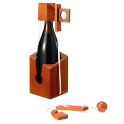 Wine Bottle Puzzle Game - 3D Wooden Wine Bottle Holder - Challenging Solve The Puzzle Lock Games For Adults 21+, Functional Champagne Red Wine Storage, Wine Lover Gifts, Game Night, Housewarming Gift