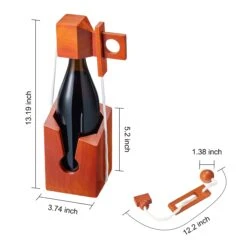 Wine Bottle Puzzle Game - 3D Wooden Wine Bottle Holder - Challenging Solve The Puzzle Lock Games For Adults 21+, Functional Champagne Red Wine Storage, Wine Lover Gifts, Game Night, Housewarming Gift -Refined Spirits Store WineBottlePuzzleGame2 1