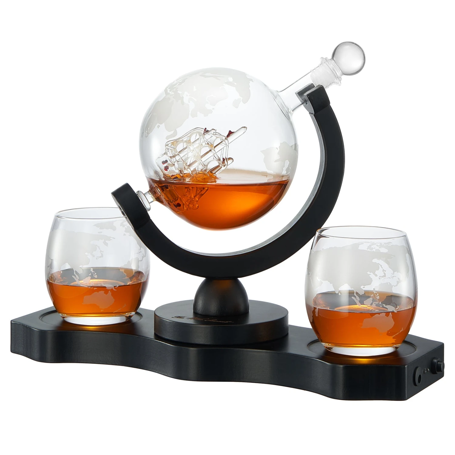 Rotating Whiskey Decanter Globe Set With 2 10OZ Etched Whiskey Glasses | 29 OZ | Moving Interactive World Globe, Gifts For Men Dad, Anniversary For Liquor Scotch Bourbon - Batteries NOT Included 7 Rotating Whiskey Decanter Globe Set With 2 10OZ Etched Whiskey Glasses | 29 OZ | Moving Interactive World Globe, Gifts For Men Dad, Anniversary For Liquor Scotch Bourbon - Batteries NOT Included - Image 7