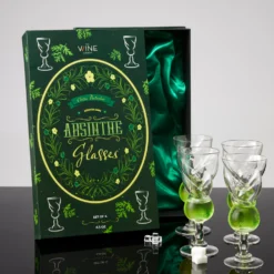 Vintage Crystal Absinthe Glasses | Set Of 4 | 6.5 Oz Wine Savant - Stemmed Classic With Swiss Bubble Reservoir, Tasting, Nosing & Sipping, Absinthe, Sambuca, Raki, Pastis, Ouzo, Drinking Green Fairy -Refined Spirits Store absinthe5