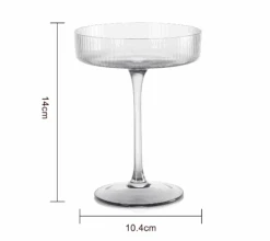 Ribbed Coupe Cocktail Glasses 8 Oz | Set Of 2 | Classic Manhattan Glasses For Cocktails, Champagne Coupe, Ripple Coupe Glasses, Art Deco Gatsby Vintage, Crystal With Stems (Smoke Grey) -Refined Spirits Store acs