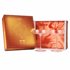 Vintage Art Deco Coupe Glasses Ribbed Coupe Cocktail Glasses 8 Oz | Set Of 2 | Crystal Cocktail Glassware For Champagne Classic Manhattan Goblet For Cocktails , Ripple Coupe Glassware - Gift Box