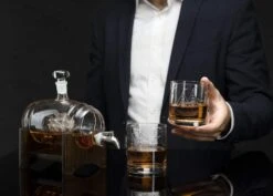 Whiskey Ship In A Barrel Decanter With Ship With 2-10 Oz Glasses - By The Wine Savant, Whiskey & Wine Decanter Clear -Refined Spirits Store barrel3