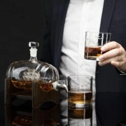 Whiskey Ship In A Barrel Decanter With Ship With 2-10 Oz Glasses - By The Wine Savant, Whiskey & Wine Decanter Clear -Refined Spirits Store barrel5