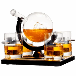 Police Officers Decanter - Whiskey And Wine Set 850ml & Four 10oz Glasses, Thin Blue Line Flag Base - Law Enforcement Gifts, Police & Police Academy, Gift Set First Responders! Gifts For Dad -Refined Spirits Store c