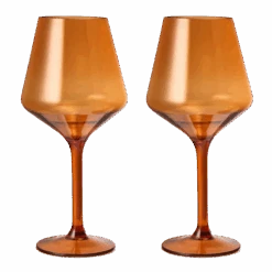 Floating Wine Glasses For Pool - Set Of 2-15 OZ Shatterproof Poolside Wine Glasses, Tritan Plastic Reusable, Beach Outdoor Cocktail, Wine, Champagne, Water Glassware Spring Summer (Burnt Orange)