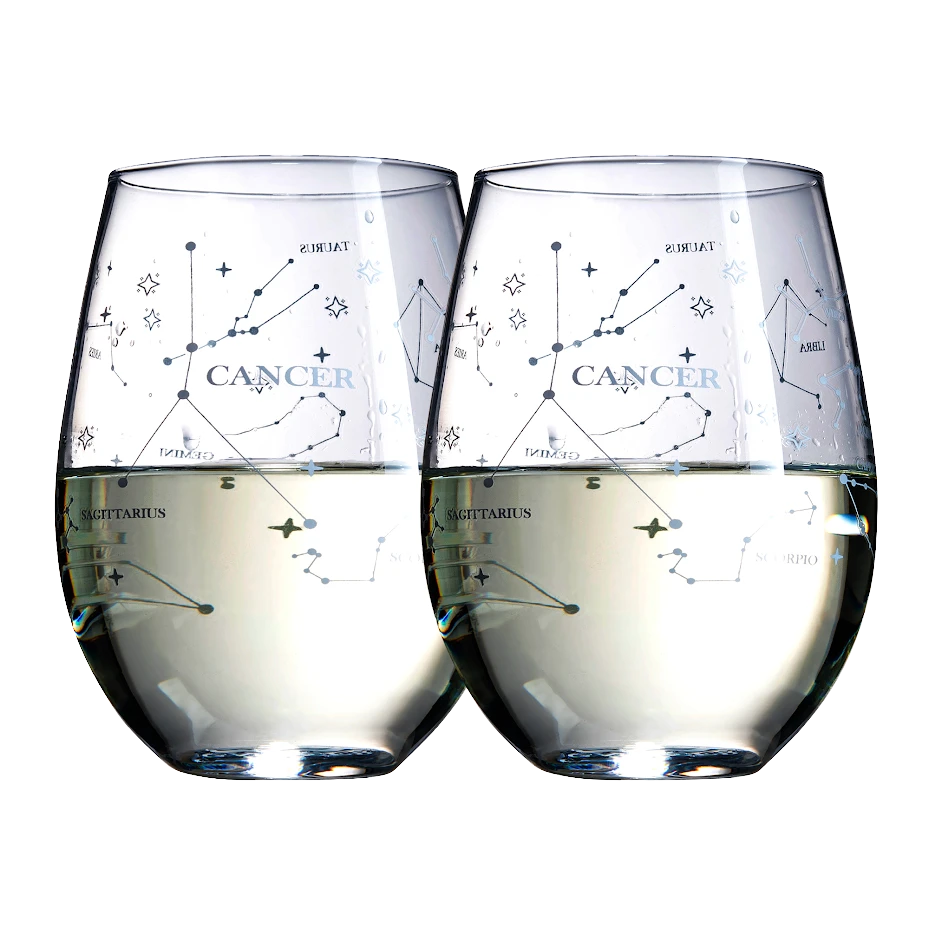 Set Of 2 Zodiac Sign Wine Glasses With 2 Wooden Coasters By The Wine Savant - Astrology Drinking Glass Set With Etched Constellation Tumblers For Juice, Water Home Bar Horoscope Gifts 18oz (Cancer) 1 Set Of 2 Zodiac Sign Wine Glasses With 2 Wooden Coasters By The Wine Savant - Astrology Drinking Glass Set With Etched Constellation Tumblers For Juice, Water Home Bar Horoscope Gifts 18oz (Cancer)