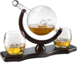 The Wine Savant Globe Car Whiskey Decanter - With 2 Globe Glasses, Includes Whiskey Stones For Whiskey, Scotch, Bourbon Or Wine Matching Globe Glasses, HOME BAR DECOR Clear -Refined Spirits Store cin2 2736b75e f251 432e 844e ace67b180e7b