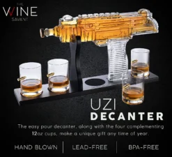Uzi Submachine Gun Whiskey Gun Decanter And 4 Liquor Glasses - Tik Tok Gun Decanter & Glass Set - Gun Gifts For Men - Whiskey Decanter Set - Bourbon & Scotch Decanter - Firearm Shooting Gifts For Dad -Refined Spirits Store cin4 579e93aa d6f2 4578 823f f77d7d3372b6