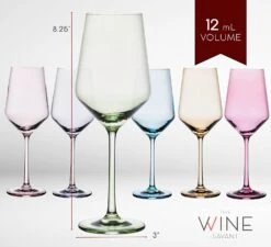 Colored Crystal Wine Glass Set Of 6, Large Stemmed 12 Oz Glasses, Great For All Occasions & Special Celebrations Unique Italian Style Tall Drinkware For Red & White Wine, Water Dinner, Color Glassware -Refined Spirits Store cin4 b17c7ef3 0356 4ace a2a2 b45040bfbd16
