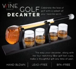 Golf Whiskey Decanter And 4 Liquor Glasses - Decanter & Glass Set - Golf Stick Gifts For Men - Unique Whiskey Decanter Set - Bourbon & Scotch Decanter For Serving Alcohol - Golfer Gifts For Dad -Refined Spirits Store cin4 f2e20898 7944 4ff7 9770 c8fc0b387318