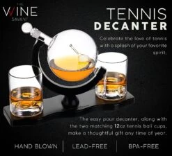 Globe Whiskey Decanter Set With 2 Liquor Glasses - Tennis Whisky Decanter & Glass Set With Elegant Mahogany Wood Base - Tennis Gifts For Dad, Men - Bourbon & Scotch Decanter - Tennis Lovers Gifts 11 Globe Whiskey Decanter Set With 2 Liquor Glasses - Tennis Whisky Decanter & Glass Set With Elegant Mahogany Wood Base - Tennis Gifts For Dad, Men - Bourbon & Scotch Decanter - Tennis Lovers Gifts -Refined Spirits Store cin4 f42133b7 7c24 43c9 a8cf 647bb956cf57