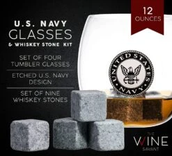 U.S. Navy Globe Whiskey Decanter Set With 4 Liquor Glasses - Navy Veteran Gift Set With Wood Base And 9 Whiskey Stones - Navy Gifts For Men, U.S.A Flag - Bourbon And Scotch Military Gifts For Dad -Refined Spirits Store cin6 9249ebce 9bee 4898 bb30 aa80ca7871b8