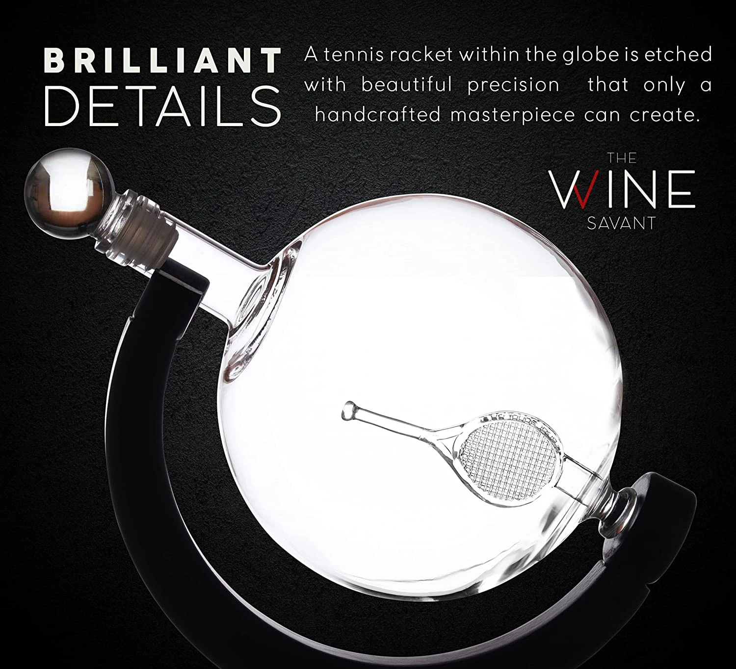 Globe Whiskey Decanter Set With 2 Liquor Glasses - Tennis Whisky Decanter & Glass Set With Elegant Mahogany Wood Base - Tennis Gifts For Dad, Men - Bourbon & Scotch Decanter - Tennis Lovers Gifts 6 Globe Whiskey Decanter Set With 2 Liquor Glasses - Tennis Whisky Decanter & Glass Set With Elegant Mahogany Wood Base - Tennis Gifts For Dad, Men - Bourbon & Scotch Decanter - Tennis Lovers Gifts - Image 6