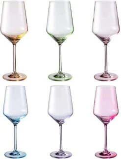 Colored Crystal Wine Glass Set Of 6, Large Stemmed 12 Oz Glasses, Great For All Occasions & Special Celebrations Unique Italian Style Tall Drinkware For Red & White Wine, Water Dinner, Color Glassware -Refined Spirits Store cin8 7c13e92d 4da8 40d8 ad52 7d2597108790