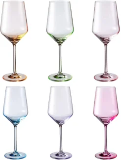 (CANADA ONLY) Colored Wine Glasses - Set Of 6 Colorful Wine Glasses - 12 Oz Stem Color Wine Glasses - Red, Blue, Green, Purple, Pink, Orange -Refined Spirits Store cin8 931aeb42 b2c5 4caf 8dcb 77884b3ca5b8