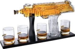 Uzi Submachine Gun Whiskey Gun Decanter And 4 Liquor Glasses - Tik Tok Gun Decanter & Glass Set - Gun Gifts For Men - Whiskey Decanter Set - Bourbon & Scotch Decanter - Firearm Shooting Gifts For Dad -Refined Spirits Store cin9 621fcea1 ea19 45a3 8b5e edcfc06d3a50
