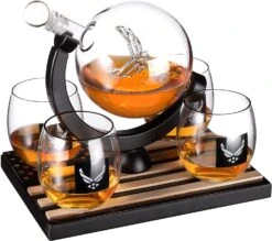 Airforce Whiskey Decanter Set With 4 Liquor Glasses Air Force Whisky Decanter & Glass Set With Wood Base & 9 Whiskey Stones - US Airforce Gifts For Men - Globe Bourbon & Scotch Gifts For Dad -Refined Spirits Store cin9 d2547248 a42d 4705 bcf0 724d878cf394