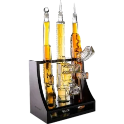 (UAE ONLY) Gun Whiskey Decanter - 3 Gun Decanter With Glass AR-15, AK-47 And Rifle - Gun Gifts For Men - Whiskey Decanter Set