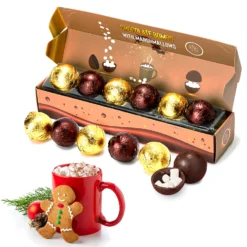 Hot Chocolate Bombs - Set Of 6 - Delicious Cocoa Bombs Filled With Marshmallows - 2 Flavors Caramel & Fudge Brownie Candy - Classic Milk Chocolates Cocoa Bomb Gift Set - Delicious Gifts -Refined Spirits Store ew56u 1