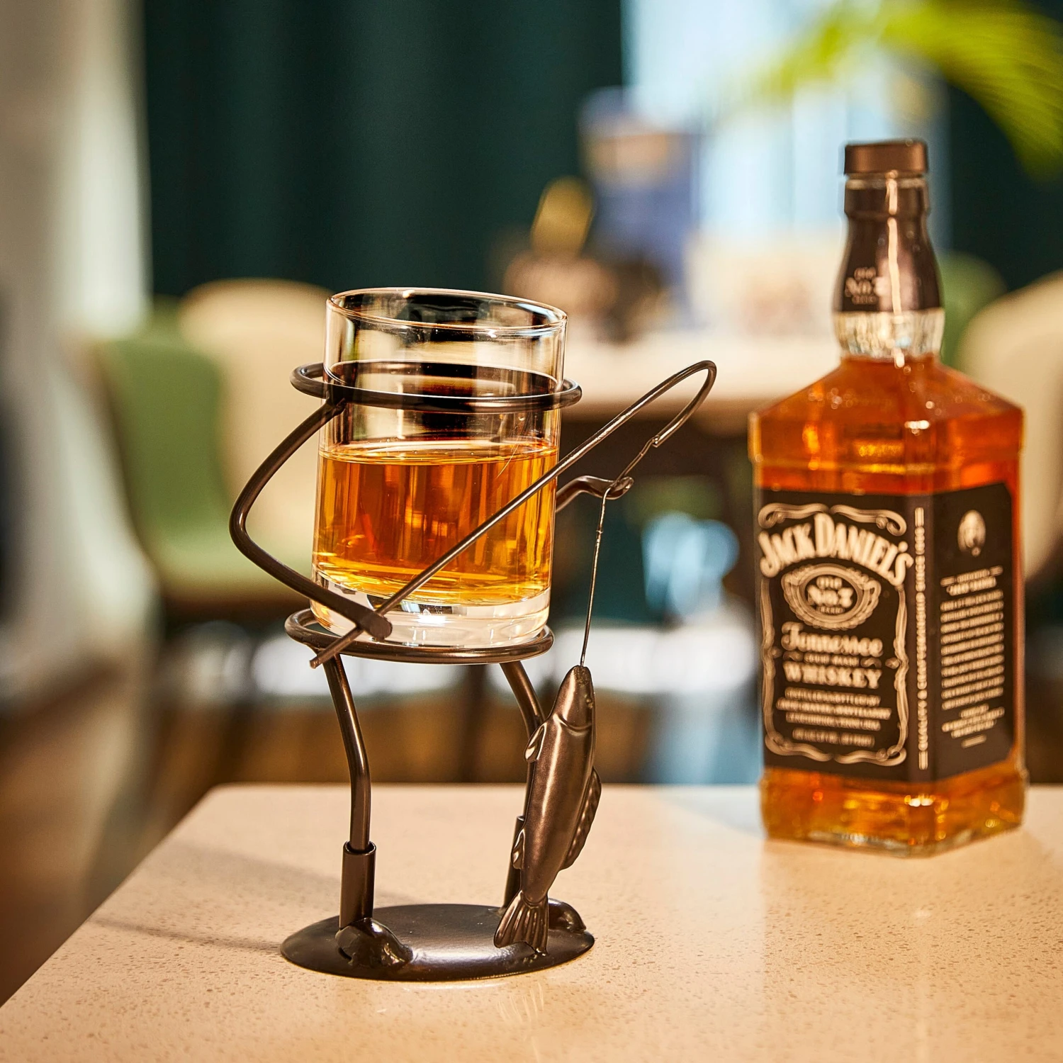 Fisherman Fishing Whiskey, Wine & Water Glass - Glass & Metal Cup Holder- Hook & Line Whiskey, Scotch, Liquor Cup Holder, Holds Cup, Great Gift For Fishing Enthusiasts, Boaters, Fathers, Sons 2 Fisherman Fishing Whiskey, Wine & Water Glass - Glass & Metal Cup Holder- Hook & Line Whiskey, Scotch, Liquor Cup Holder, Holds Cup, Great Gift For Fishing Enthusiasts, Boaters, Fathers, Sons - Image 2