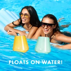 Floating Wine Glasses For Pool - Set Of 2-15 OZ Shatterproof Poolside Wine Glasses, Tritan Plastic Reusable Stemware, Beach Outdoor Cocktail, Wine, Champagne, Water Glassware - Spring Summer (Green) -Refined Spirits Store floatsonwater 4