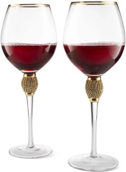 The Wine Savant Large Diamond Wine Glasses, Gold Rim Rhinestone Diamond Glasses - Wedding Glasses - 15 Ounce, Premium Designed Wine Glasses For Spirits And Wine, Gift Boxed (2, Clear) 9 The Wine Savant Large Diamond Wine Glasses, Gold Rim Rhinestone Diamond Glasses - Wedding Glasses - 15 Ounce, Premium Designed Wine Glasses For Spirits And Wine, Gift Boxed (2, Clear) -Refined Spirits Store g5