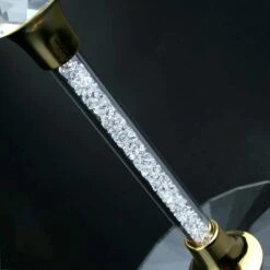 The Wine Savant Rhinestone DIAMOND Studded Wine Glasses 16 Ounces Set Of 2 10-inches Tall, Gold And Laser Cut Sparkling Wine Wedding Glasses, Elegant Crystal - For Everyday, Weddings, Parties -Refined Spirits Store gl4