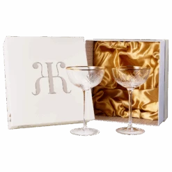 Vintage Art Deco Luxury Coupe Glasses, Cocktails, Martini, Margarita, In Premium Gift Box 24K Gold Rim | Set Of 2 | 8 Oz Classic Cocktail Glassware - Champagne, Manhattan, Cosmopolitan Crystal Goble