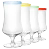 Hurricane Glasses, Large 17oz Pina Colada, Set Of 4 Tropical Cocktail Tall Stemmed Crystal Glassware, Poco Grande Cups, Tulip Shaped For Bar Drinks, Daiquiri, Juice, Bloody Mary, Mai Tai, Cocktails