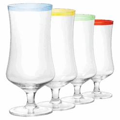 Hurricane Glasses, Large 17oz Pina Colada, Set Of 4 Tropical Cocktail Tall Stemmed Crystal Glassware, Poco Grande Cups, Tulip Shaped For Bar Drinks, Daiquiri, Juice, Bloody Mary, Mai Tai, Cocktails