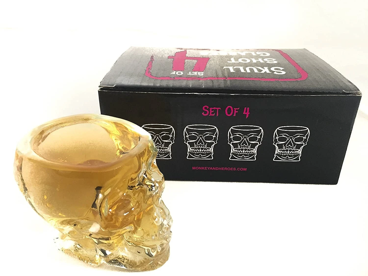 Monkey And Heroes Extra Large Skull Shot Glasses Set Of 4, Use Skull Head Cup For A Whiskey, Scoth And Vodka Shot Glass, 3 Ounces 5 Monkey And Heroes Extra Large Skull Shot Glasses Set Of 4, Use Skull Head Cup For A Whiskey, Scoth And Vodka Shot Glass, 3 Ounces - Image 5