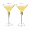 Diamond Collection 2 Piece Stemmed Martini Set - Rhinestone For Drinking Martinis, Manhattans, Vodka, Gin, Cocktails Gold Accent Cocktail Glasses, Perfect For Any Bar Or Party 10oz - Swarovski Style