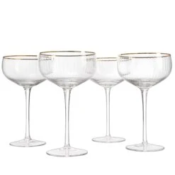 Gold Rim Glasses 7 Oz, Set Of 4 Gold Rim Classic Manhattan Glasses For Martini, Cocktails, Champagne, Wine - The Wine Savant (Ribbed) -Refined Spirits Store il fullxfull.4091292124 idgr 65e9b9ef a90e 4bc7 ab23 e43fed9812f3