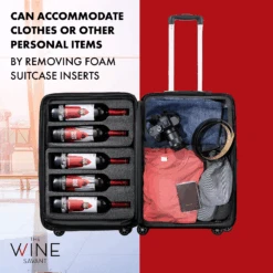 Wine Bottle Suitcase | Holds 10 Standard 750 ML Size Bottles | Expandable Removable Travel Bags, Universal Airplane Luggage Case, TSA Approved Wheeled Bag, Gift For Wine Lovers & Connoisseurs (23 IN) -Refined Spirits Store info1for22 2