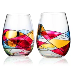 Artisanal Hand Painted Stemless - Gift For Mom, Friends, Girlfriends, Renaissance Romantic Stain-glassed Windows Wine Glasses Set Of 2 - Gift Idea For Birthday, Housewarming - Extra Large Goblets 9 Artisanal Hand Painted Stemless - Gift For Mom, Friends, Girlfriends, Renaissance Romantic Stain-glassed Windows Wine Glasses Set Of 2 - Gift Idea For Birthday, Housewarming - Extra Large Goblets -Refined Spirits Store paint1 1 scaled