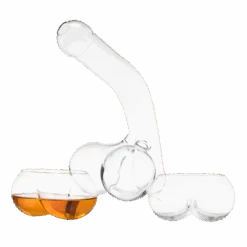 Penis Whiskey Decanter Bottle With Two Whiskey Glasses - Unique & Funny Glass Container For Scotch, Tequila, Brandy, Rum, Bourbon & Other Drinks - Naughty Gift Accessories, Deez Nuts Gag Gifts